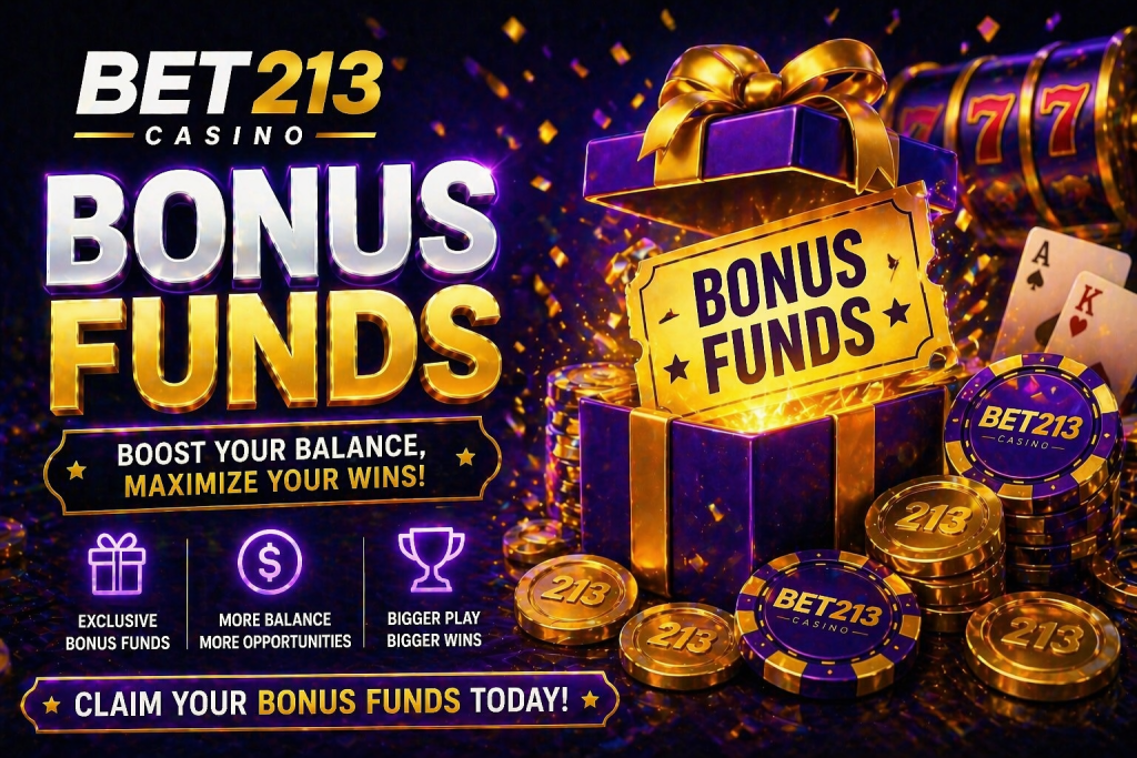 Casino bonus funds scene with gift box, coins and glowing rewards
